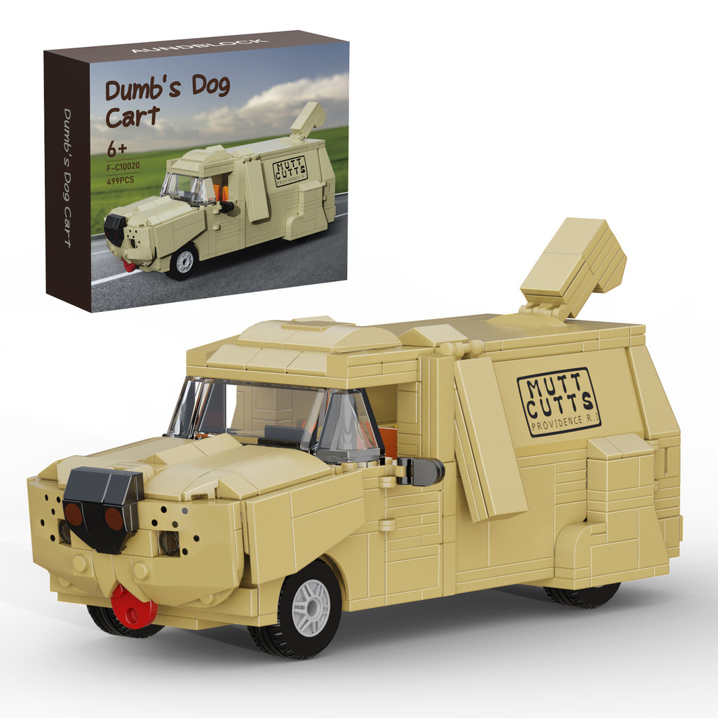 Cute Dumb's Dog Camper Van Building Block Kit Doggy Cart Caravan Motorhome RV Model Bricks Collectib