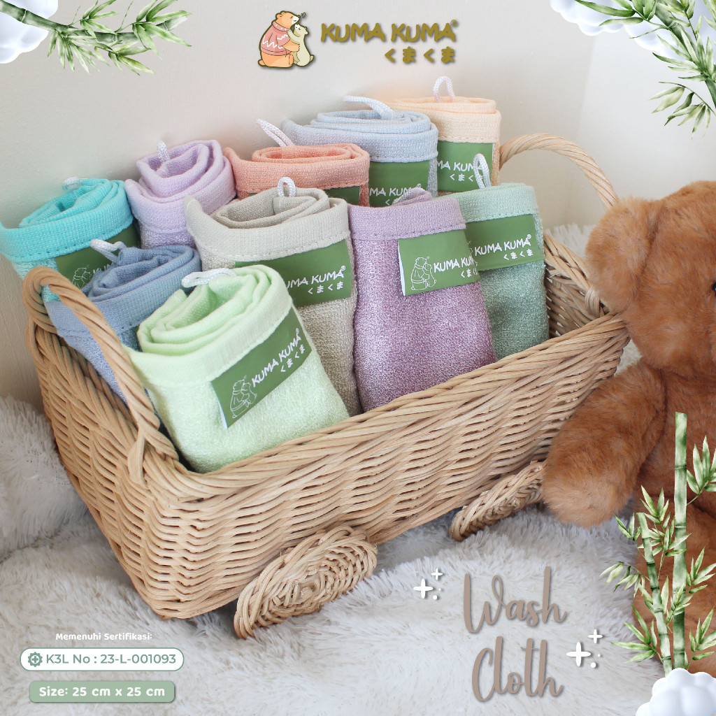 kuma kuma - washcloth bamboo / handuk mini 4pcs (25x25cm) HB-2801WCT | handuk kecil muka