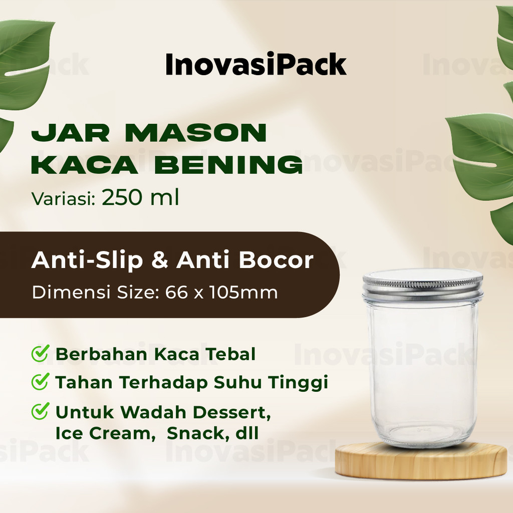 JAR KACA BENING MASON / JAR BENING  / Toples Kaca Tutup Aluminium / Glass Jar  / toples Serbaguna