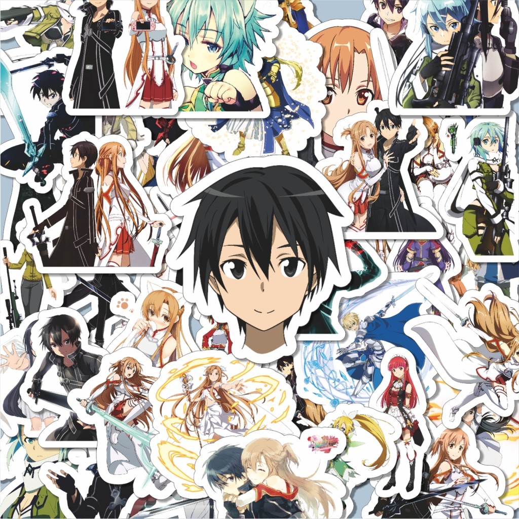 

100PCS Lucu Stiker Anime Series Sword Art Online Character Mix Stiker Aesthetic Stiker Anti Air Stikers Berperekat Waterproof sticker decal buat Motor Helm Buku Journal Koper Casing HP Laptop Botol Minum Hadiah anak