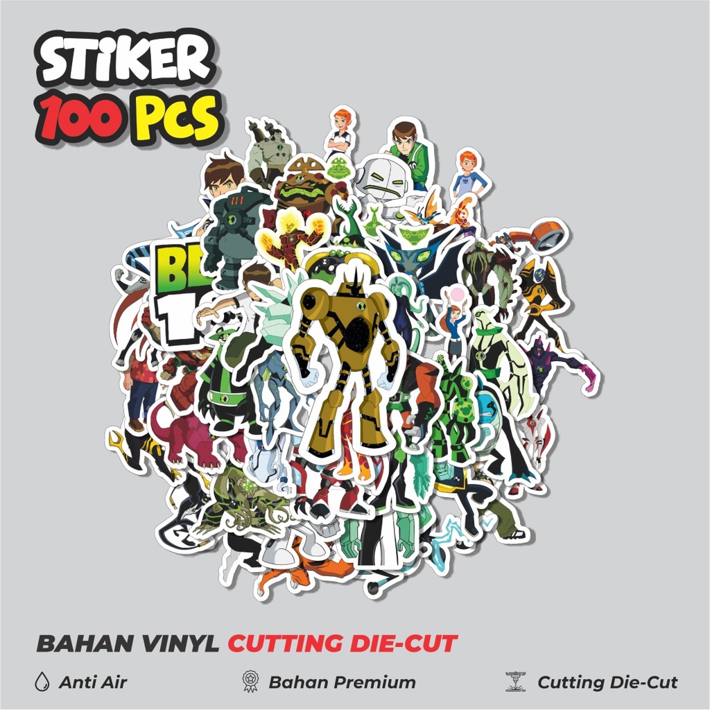 

Terbaru! 50 pcs Stiker Kartun Series Ben Ten Karakter Mix Dekorasi Lucu Kreatif untuk Notebook, Skateboard, HP