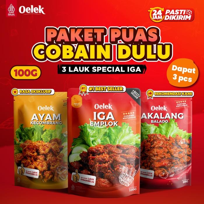 

[TERLARIS] Paket Hemat Kecil 3 Cobain Dulu Awor-Awor Emplok / Iga Emplok, Ayam Kecombrang, Cakalang Balado[TERLARIS ]