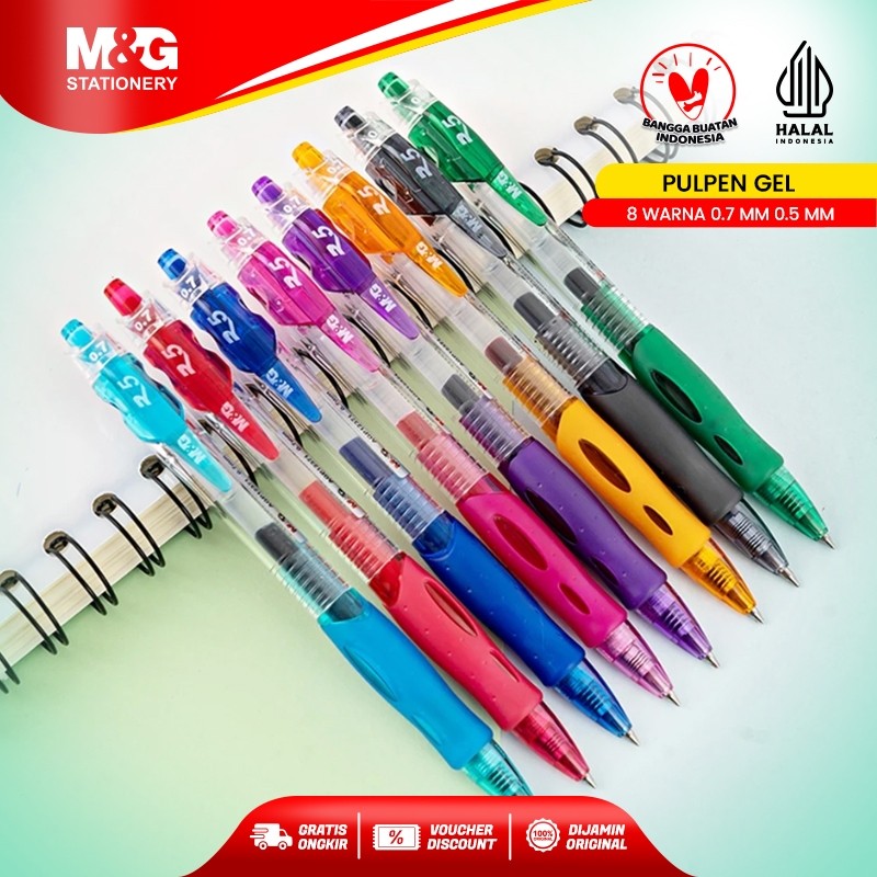 

M&G Pulpen Gel Retractable Anti Luntur Hasil Tulisan Rapi Gel Pen Tersedia 8 Warna 0.7 mm 0.5 mm Cocok untuk Sekolah dan Kantor Bolpoint Comfort Rubber Grip