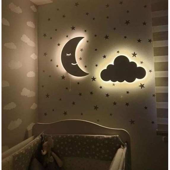 Lampu awan bulan Lampu tidur awan unik lampu awan bulan aesthetic lampu awan kamar tidur hits lampu 