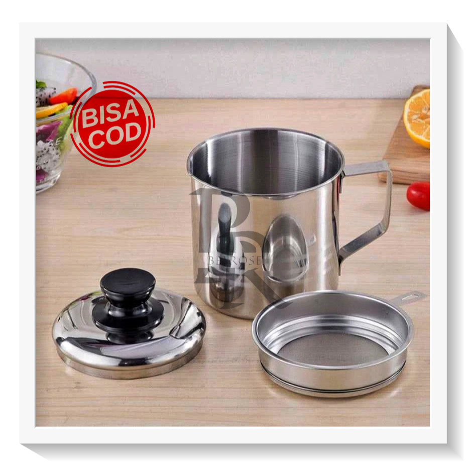 LUXSCENT Tempat saring minyak stainless / Oil Pot Stainless Steel Kecil/ Wadah Saringan Minyak / Gel