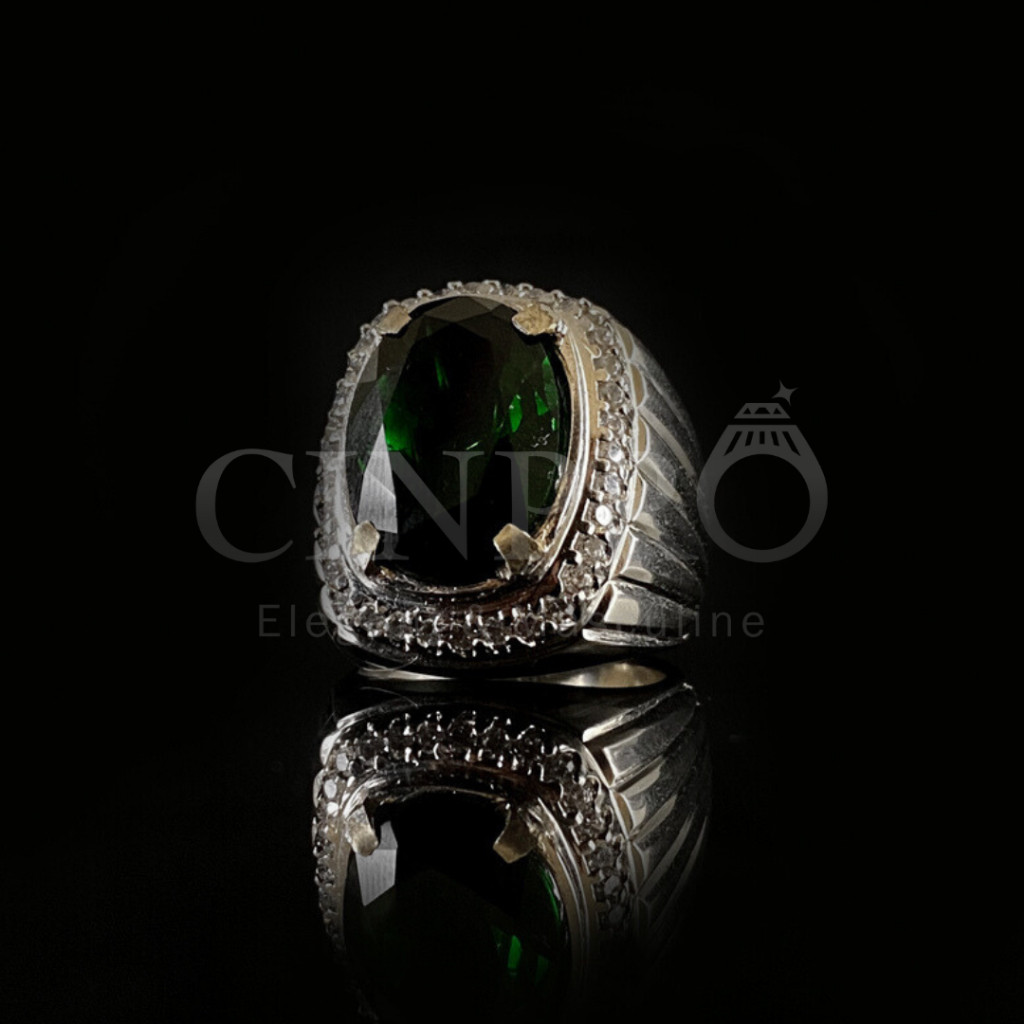 [Cinpro] Cincin Batu Akik Green Hijau Lumut Ring Silver Gratis Box