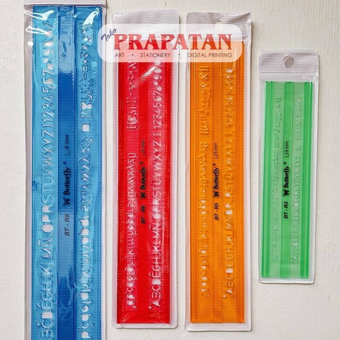 

Penggaris Mal Huruf 3-8mm Butterfly BT-R3~BT-R8 | Stencil - BT-R3