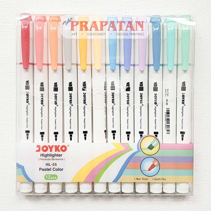 

Spidol Highlighter Marker Pastel Color Joyko 12 warna HL-55 - 6C HL-54