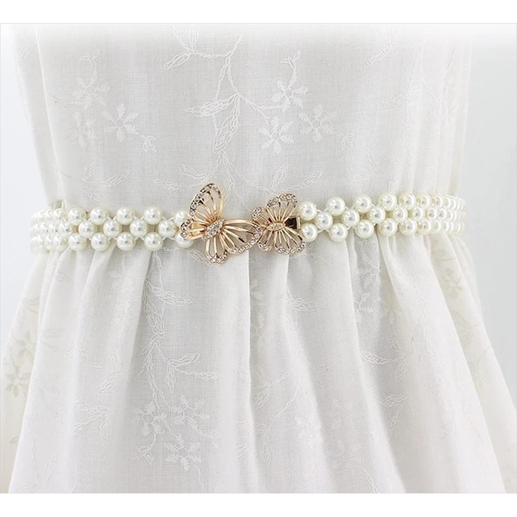 RS 1.270 - Ikat Pinggang Gaun Rantai Motif Mutiara Wanita Korea Belt Pinggang Elastis Fashion Wanita