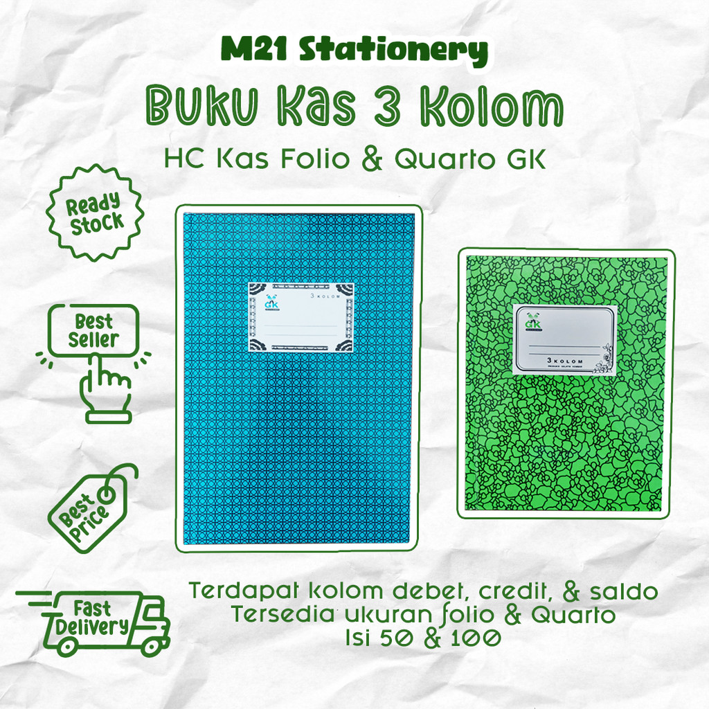 

BUKU KAS 3 KOLOM HARDCOVER GELATIK FOLIO & QUARTO ISI 50 & 100 / BUKU CATATAN AGENDA KEUANGAN