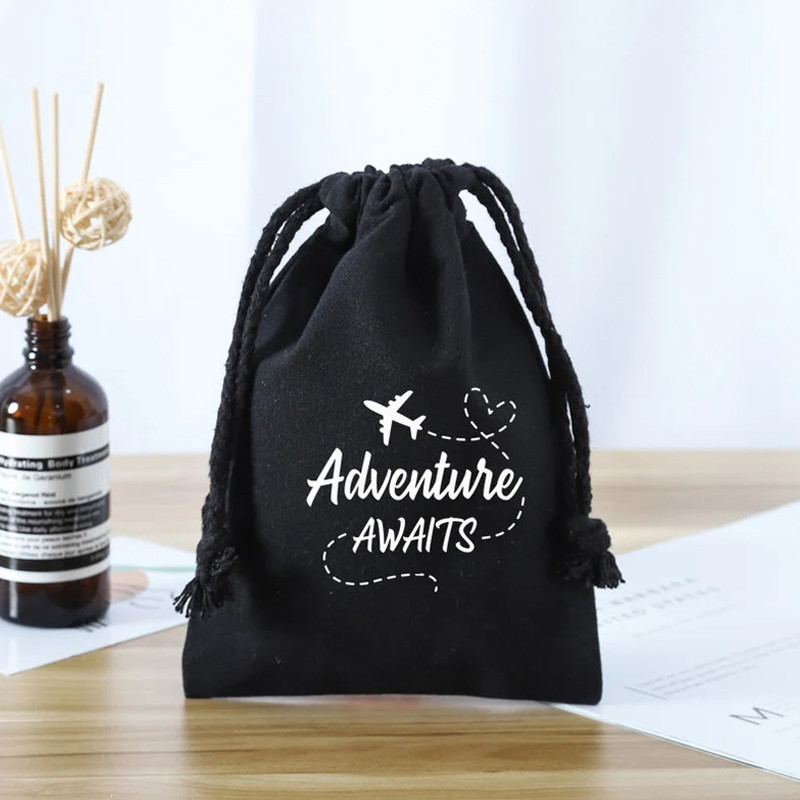 

5pcs Adventure Awaits Flight Velvet Drawstring Bags Destination Wedding Favor Gift Bachelorette Party Survival Kit Travel Gifts