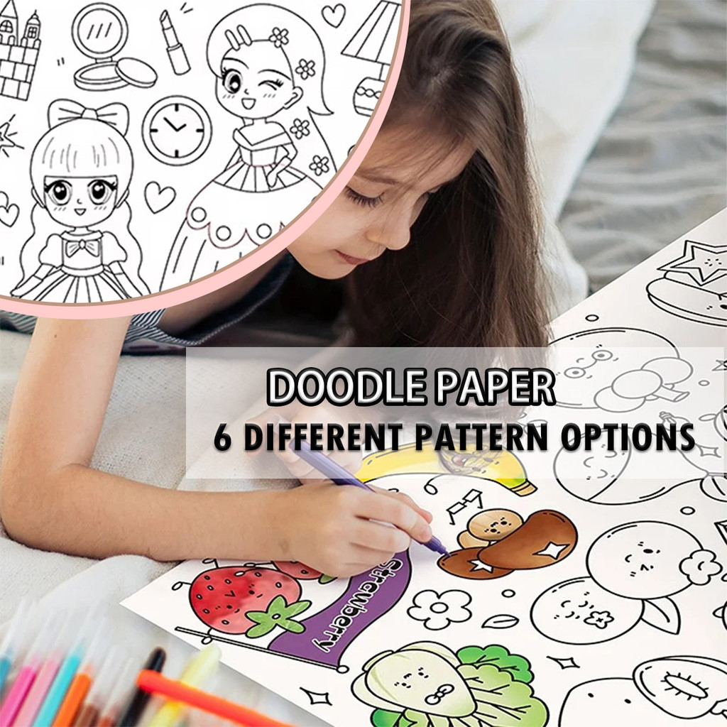 

Kertas Mewarnai Gulir 30cm*300CM Anak Stiker Grafiti DIY Buku Edukasi Kreatif Hadiah Mainan