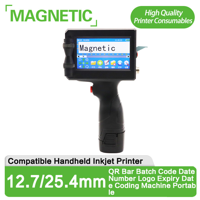 

Phezer 12.7/25.4mm Label Printer Handheld Inkjet Printer QR Bar Batch Code Date Number Logo Expiry Date Coding Machine Portable