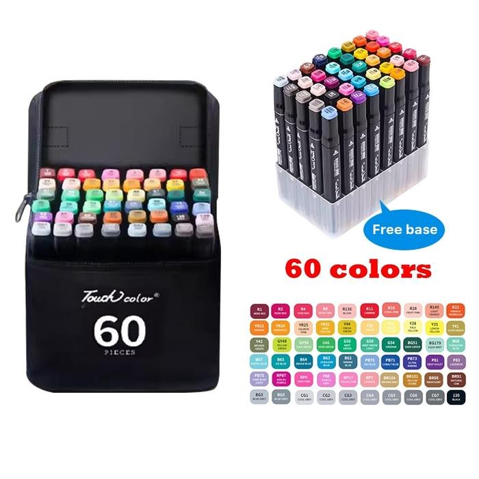 

Aimilo Spidol Warna Warni 1 Set Sketch Marker 2 Tip Touch Marker 48/60/80 Warna - ISI 60