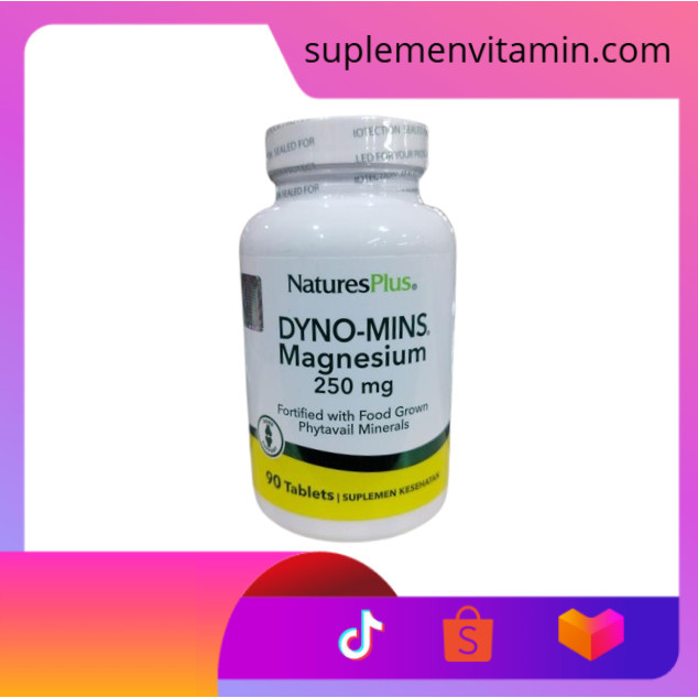 Nature's Plus Dyno-Mins Magnesium 250mg 90 Tablet Suplemen yang Membantu Mengurangi Stres, Meningkat