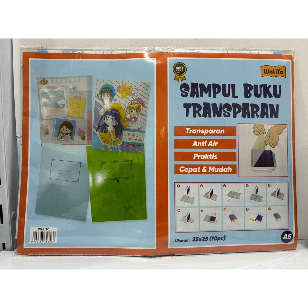

[1 PACK ISI 10 LEMBAR] Sampul Buku Transparan Full Perekat / Sampul Lem tempel Ukuran Kwarto / Boxy / A4