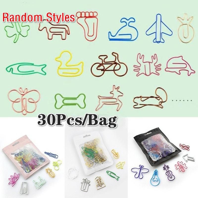 

30Pcs/bag Creative Office Supplies Decorative Bookmarks Memo Bookmark Marking Clips Paperclip Bookmarks Random