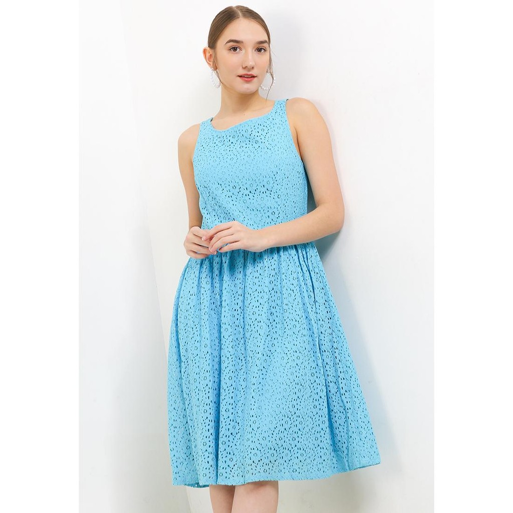 Dress Brokat Wanita Midi Tosca Elegan Dress Kondangan Simple