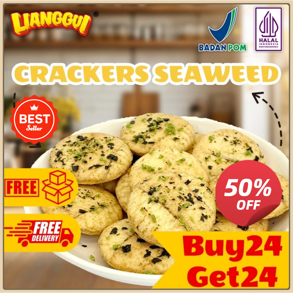 

[Penjual kualitas] LIANGGUI HALAL 48pcs Biskuit Beras Rumput Laut HALAL - Snack Renyah Diet, Cemilan Sehat untuk Kantor