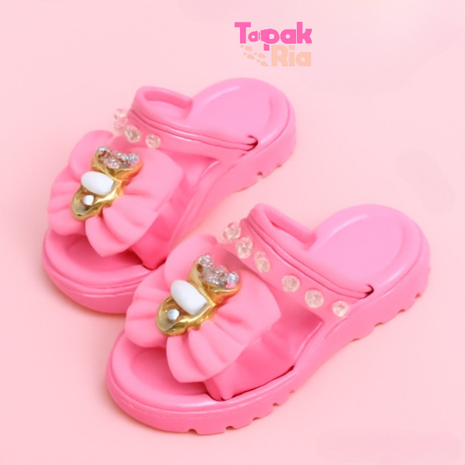 Sandal Slop Anak Perempuan Karet Jelly Motif Pita  Sendal Cewe Empuk Elastis 808-A Balance
