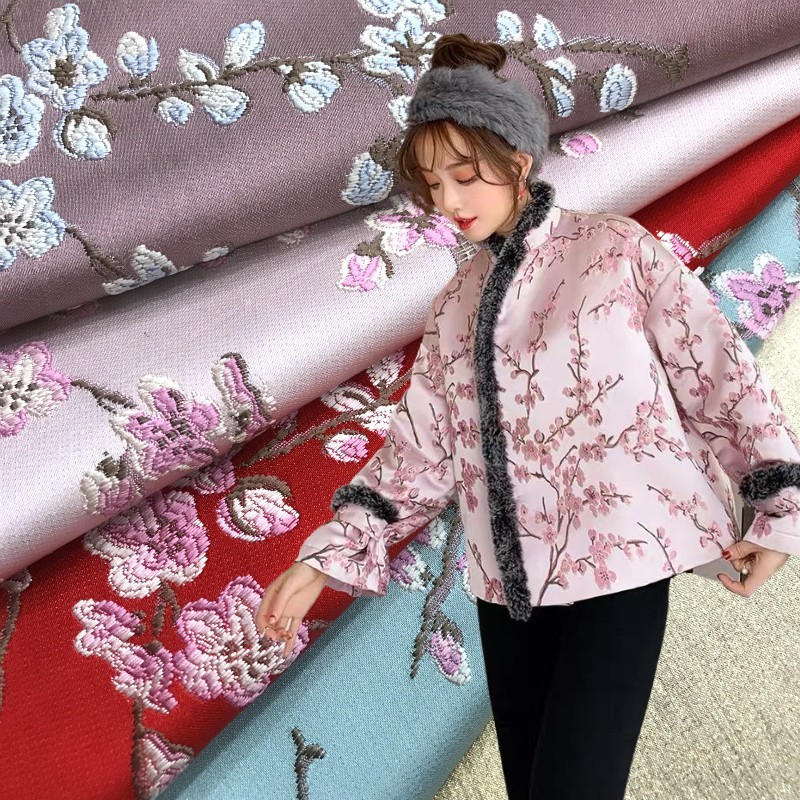 

Small Plum Blossom Jacquard Fabric Retro High Quality ildrens Clothing Qipao DIY Bag Making Pillow Sofa Design Sewing Fabrics