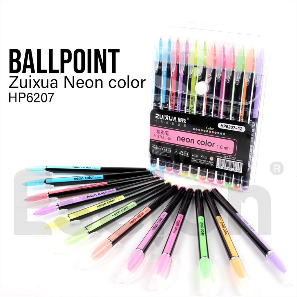 

♚12warna Pulpen gel NEON Color Zuixua 6207 / 1pack pulpen warna NEON♚