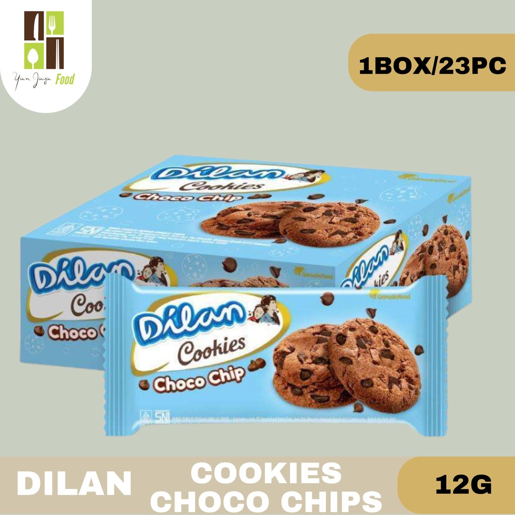 

Dilan Cookies Chocolate Chip 12g - 1BOX/23PC / Cookies Coklat