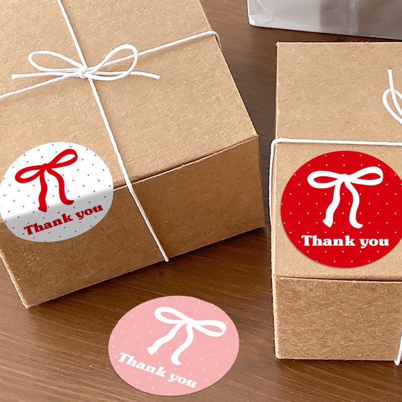 

Sticker Bulat Segel Makanan Cake Stiker Thank You 100Pcs Model Pita - ES0622