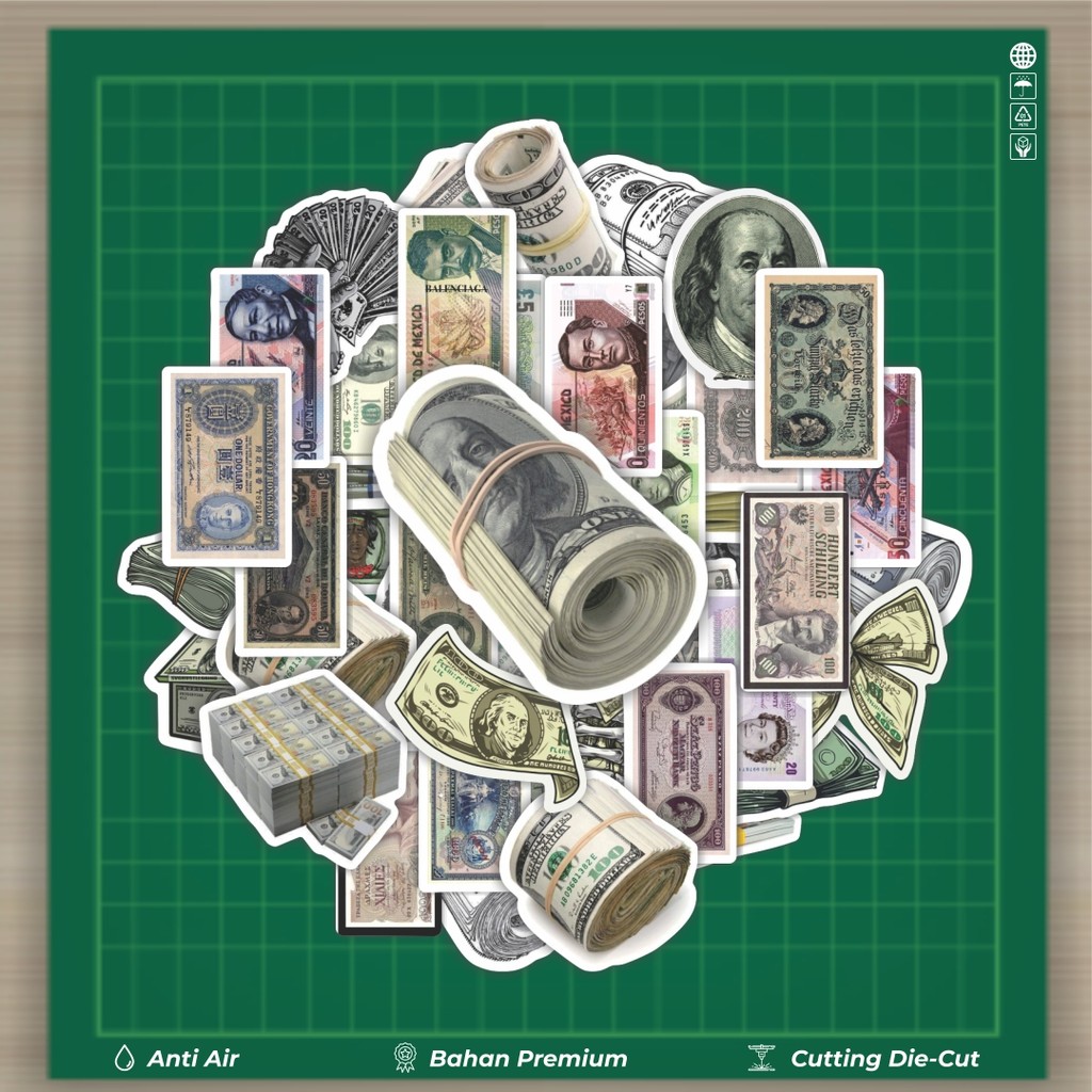 

HOT 50 PCS STIKER Stiker Money [Mata Uang] V1 Stiker Fashion Cars Decal Dingin Kartu Album Custom Vinyl Anti Air- Sticker Aesthetic Buku Journal Koper Casing HP Tablet Laptop Helm Motor Botol Minum