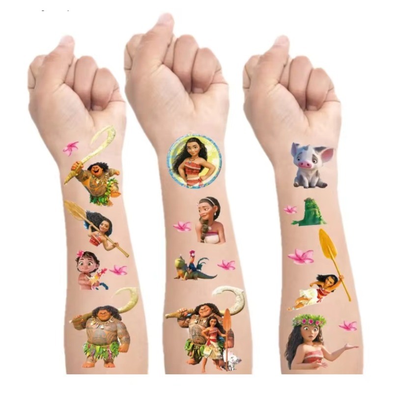

New Moana Tattoos Stickers Disney Anime Girl Toy Cartoon Kawaii Waterproof Sticker Kids Party Decoration Girl Cute Birthday Gift