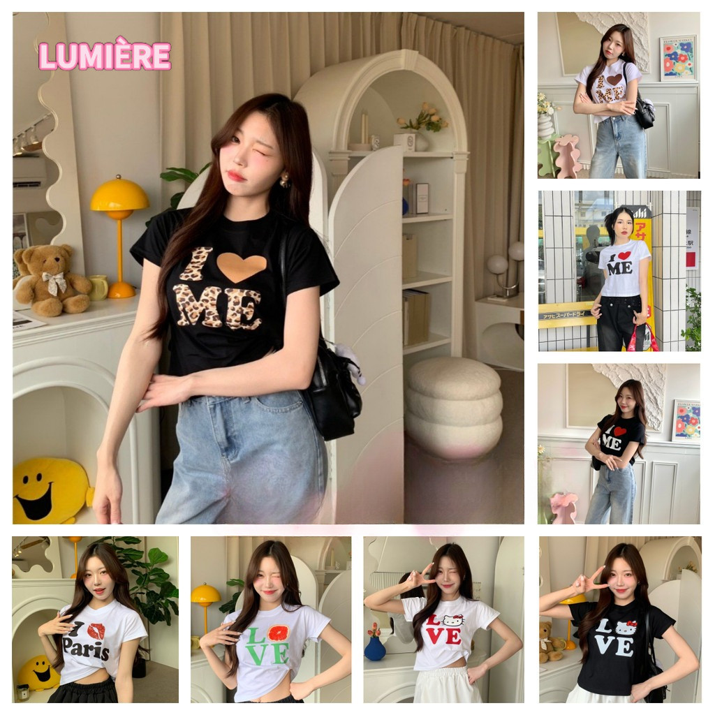 ✅COD】crop top wanita Kaos dengan potongan pas badan, gaya Baby Tee, baju pendek bergaya remaja 2025