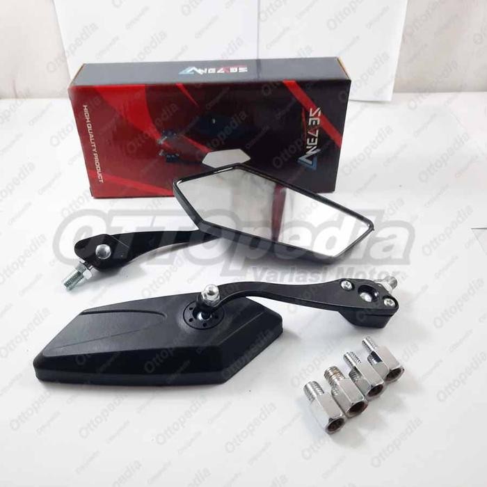 Kaca Spion Sepion Model Tanduk Kozo Besi Tumpuk Motor Universal - Hitam