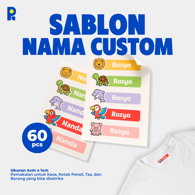 

PIKAPIK 60 pcs Stiker Nama DTF Free Custom Label Seragam Topi Pakaian High Quality Multifungsi
