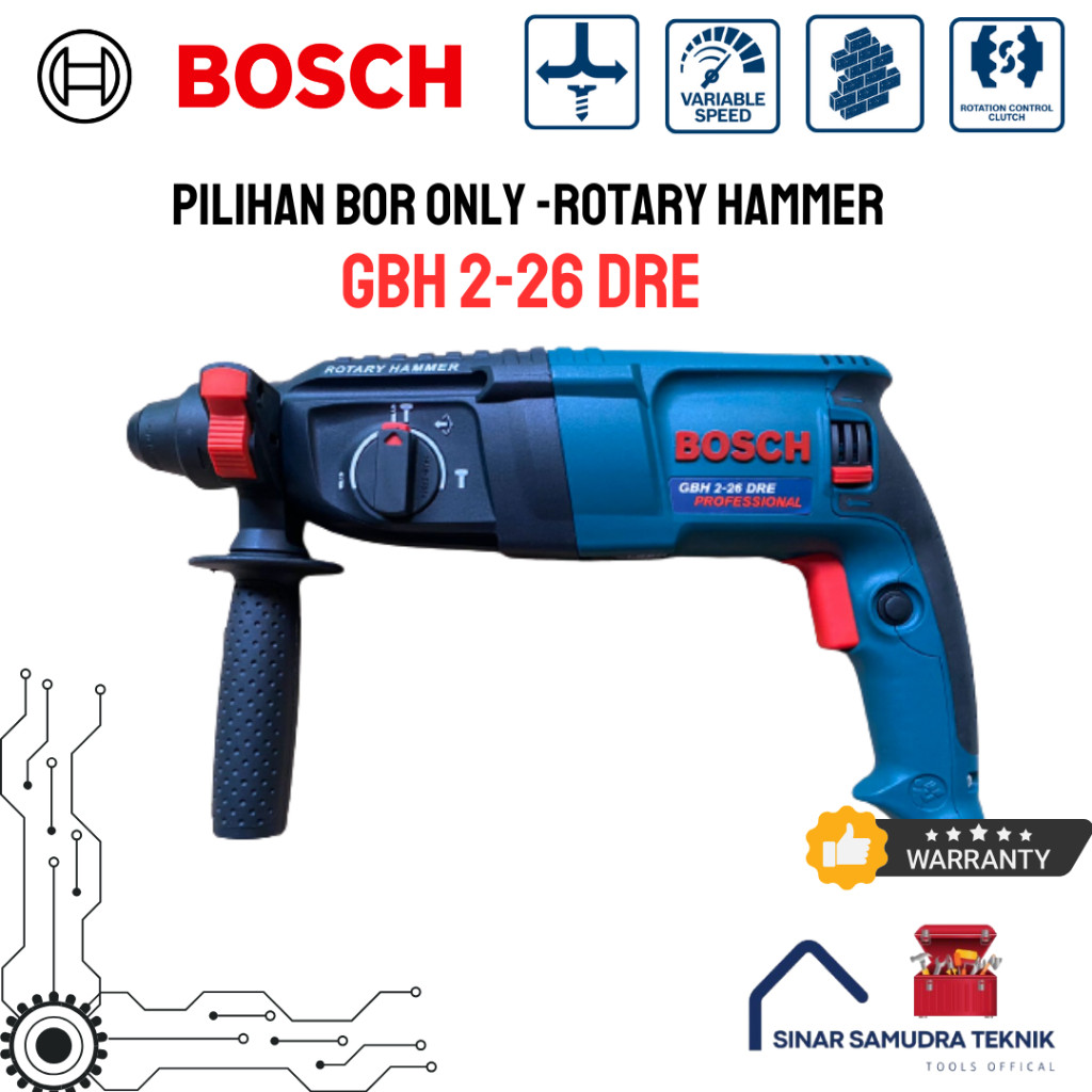 TERMURAH  MESIN BOR BOSCH 226 DENGAN 3 FUNGSI BOBOK BETON ROTARY HAMMER TYPE (REAL SESUAI GAMBAR)