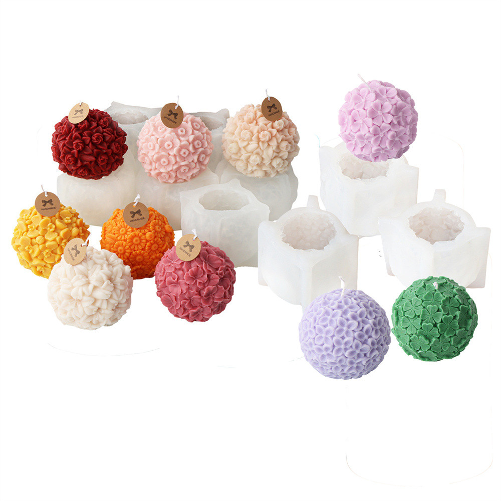 

3D Rose Lily Flower Ball Series Silicone Mold DIY Gypsum Aromatherapy Candles Making Mould Home Decor Gifts