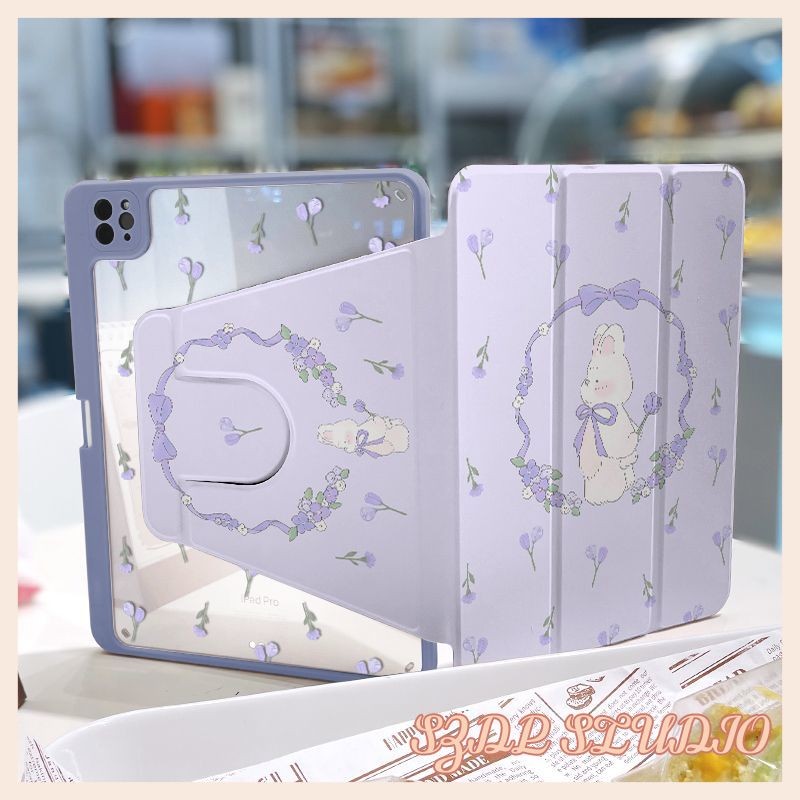 【720°Rotate】 Case Tab Acrylic Hard Case for IPad Air4/Air5 Pro 11" Gen 7/8/9 10.2" Gen 5/6 9.7" Gen 