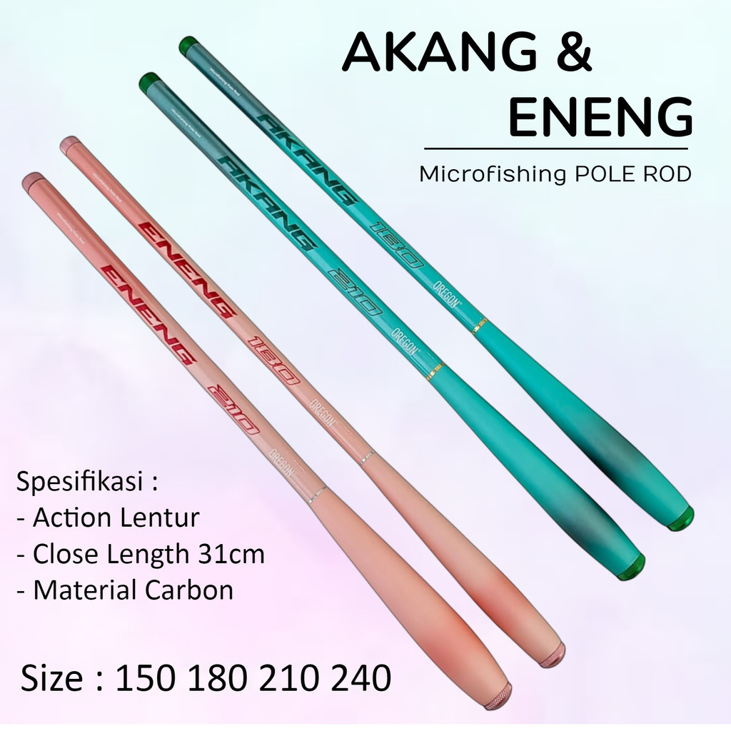 Tegek Oregon Akang Eneng 150 180 210 240 Joran Tegek Carbon Action Light Lentur Microfishing Wader G