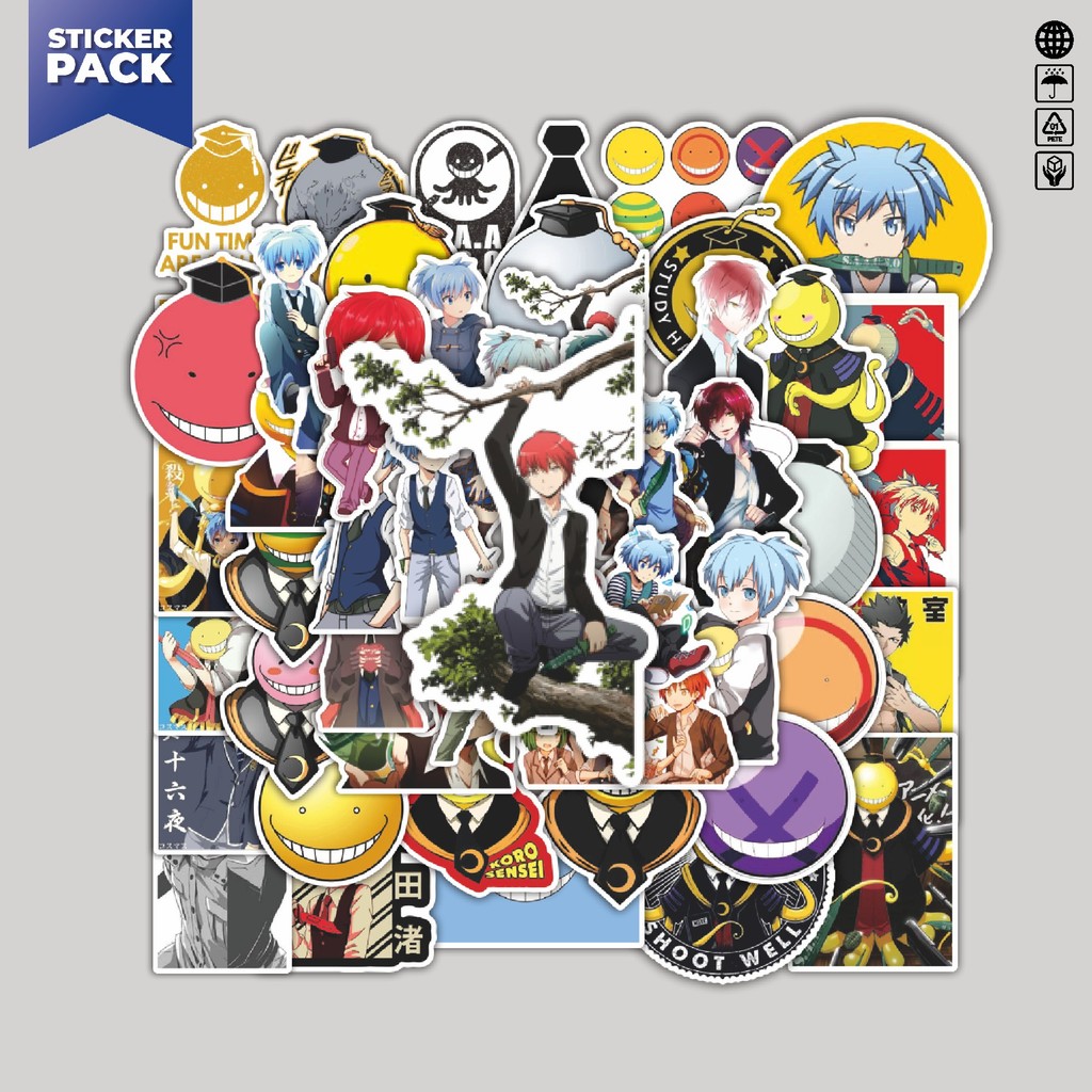 

[100PCS]Stiker Pack Stiker Anime Series Assasination Classroom Karakter Mix Aesthetic Vinyl Anti Air Dekorasi Sticker Laptop Buku Journal Koper Helm Casing HP Gitar Helm Skateboard