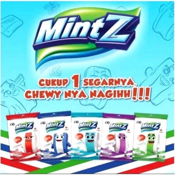 

SSG Mintz Permen Chewy Mint Soft Candy 103.5 /110GR - Peppermint /Grapemint/Doublemint /Cherrymint/24 pcs