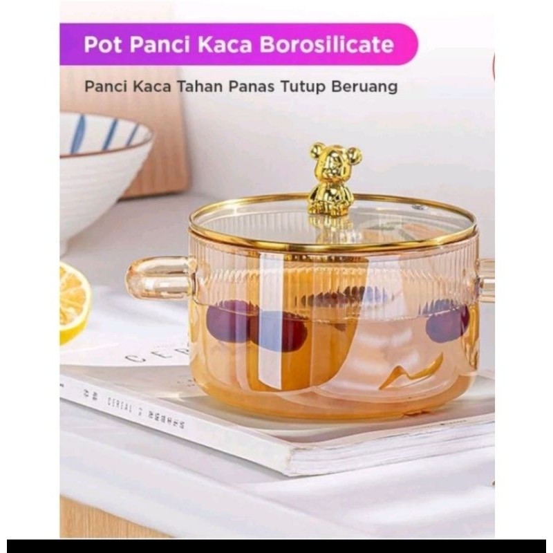 PANCI KACA PANCI SOP KUPING KACA BOROSILICATE ANTI PANAS PANCI MASAK KACA TAHAN PANAS