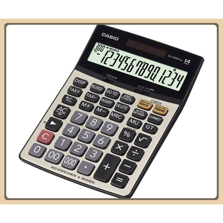 

Casio DJ-240D Plus Kalkulator 14 Digit Correct 300 Langkah, Display Besar, Format Angka Lokal