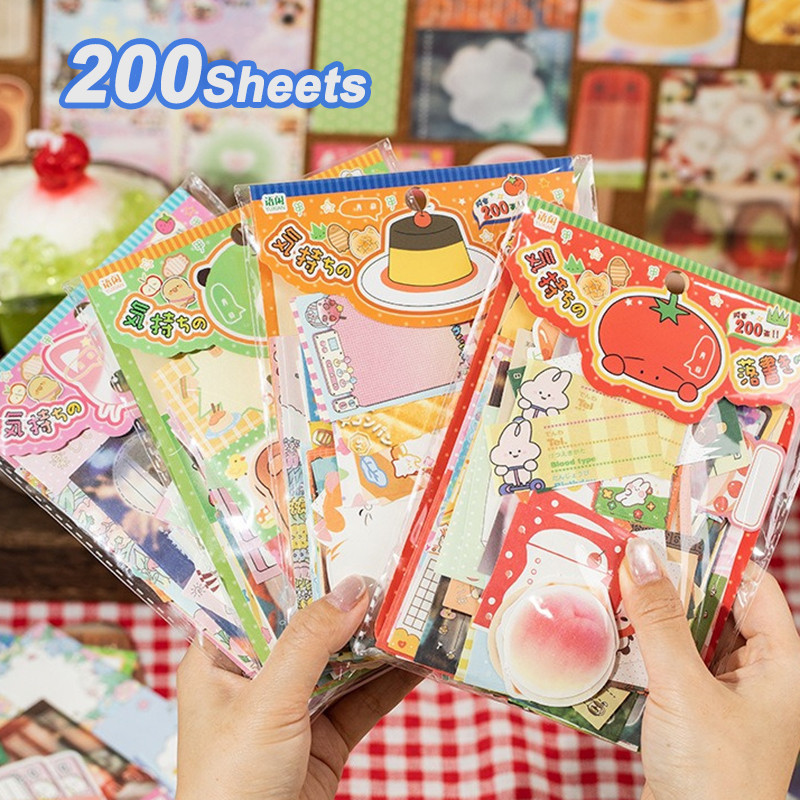 

4Style 200Sheets Mood Graffiti Series Memo Material Pack Memo Paper Scrapbooking DIY Handbook Material Phone Case Diary Decor