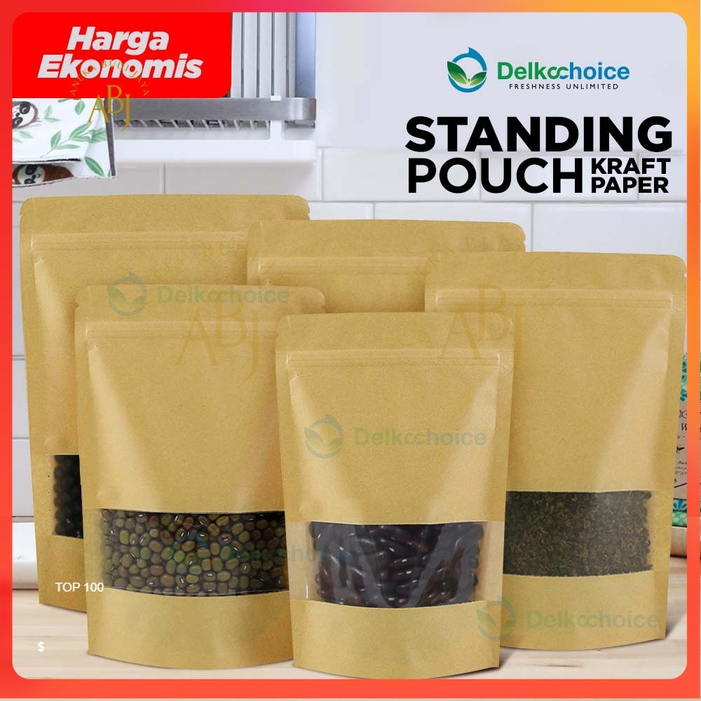 Standing Pouch Kraft Paper Ekonomis Window - Kemasan Snack Satuan -