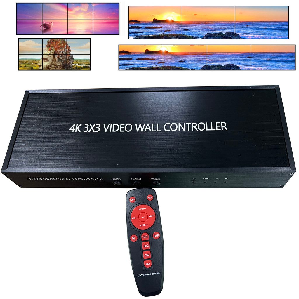 4K 3x3 HDMI Video Wall Controller TV Splicing Box 2x2 1x3 1x4 2x3 Multi Screen TV Splicer Video Wall