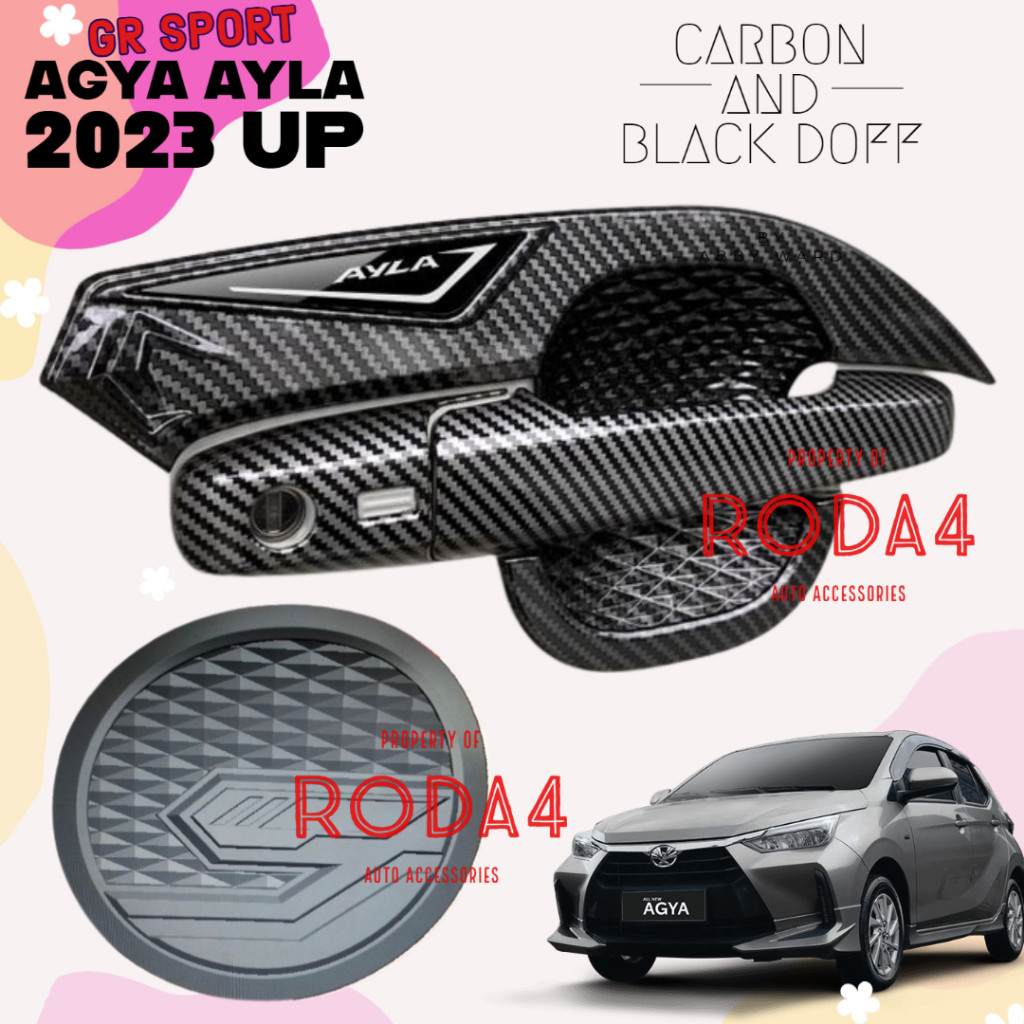 Paket Outer Handle Tank Cover Agya Ayla GR SPORT 2023 2024 2025 CARBON Hitam Doff Aksesoris Variasi 