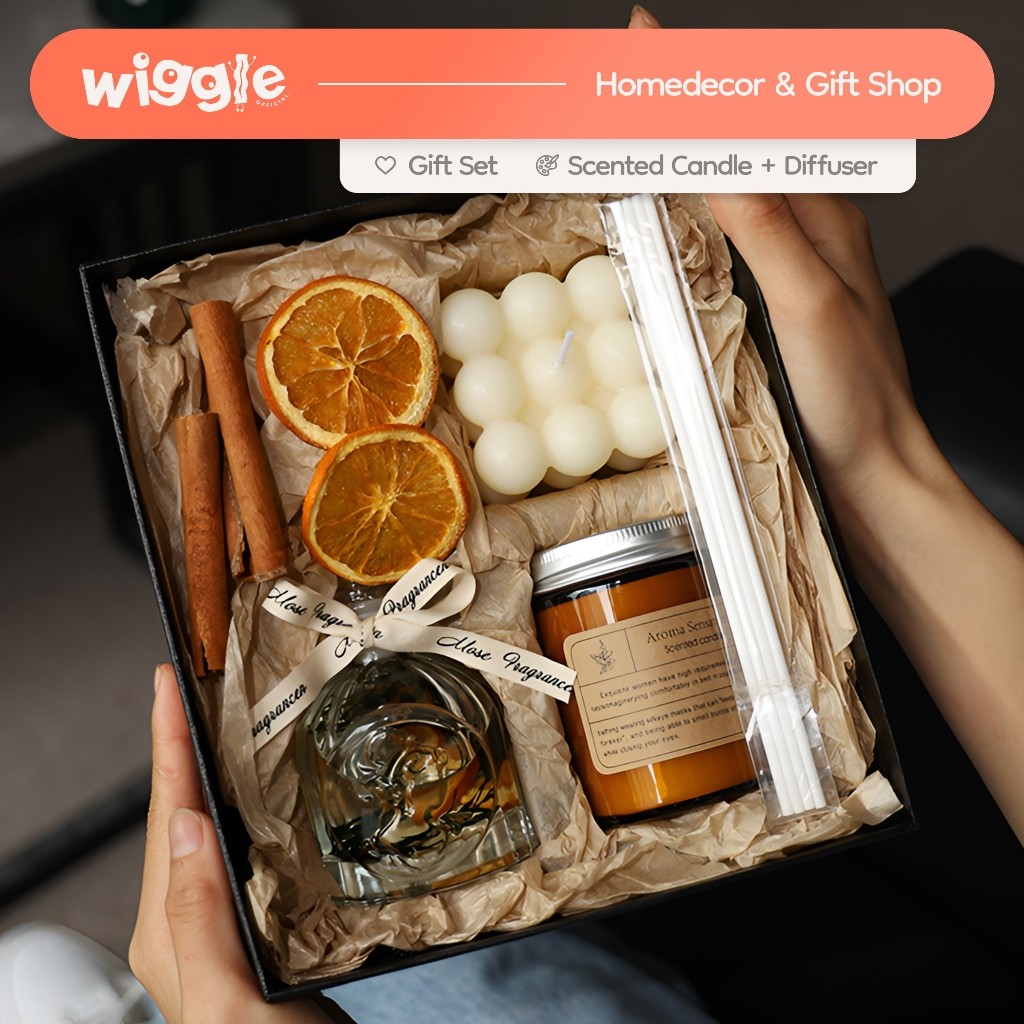 

Wiggle Hampers Combo Box Scented Candle Reed Diffuser Kado Unik Gift Set Hadiah Ulang Tahun Birthday Lilin Aromaterapi Gift Box Set Aesthetic Souvenir