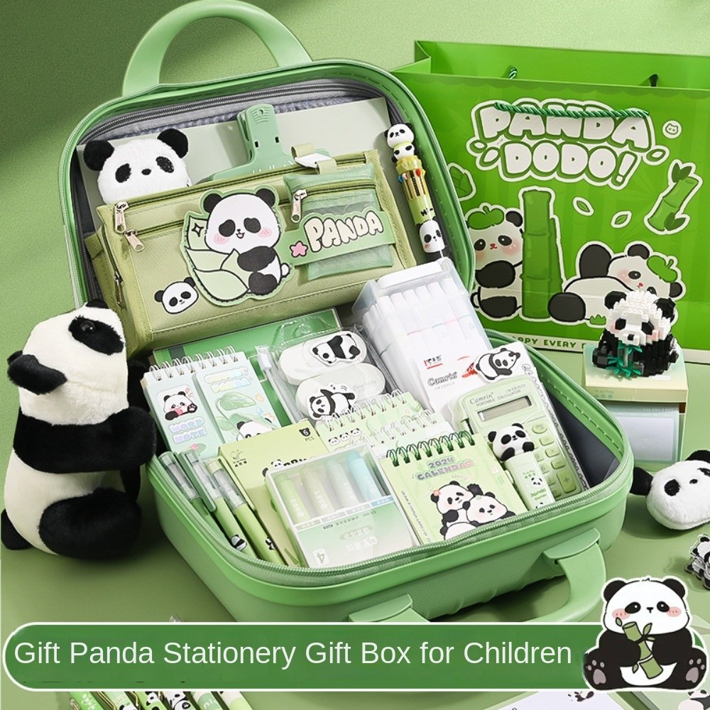 

Fashion Large Capacity Gift Box Panda Stationery Set Pencil Case Abundant Study Stationery Cute School Supplies for Students