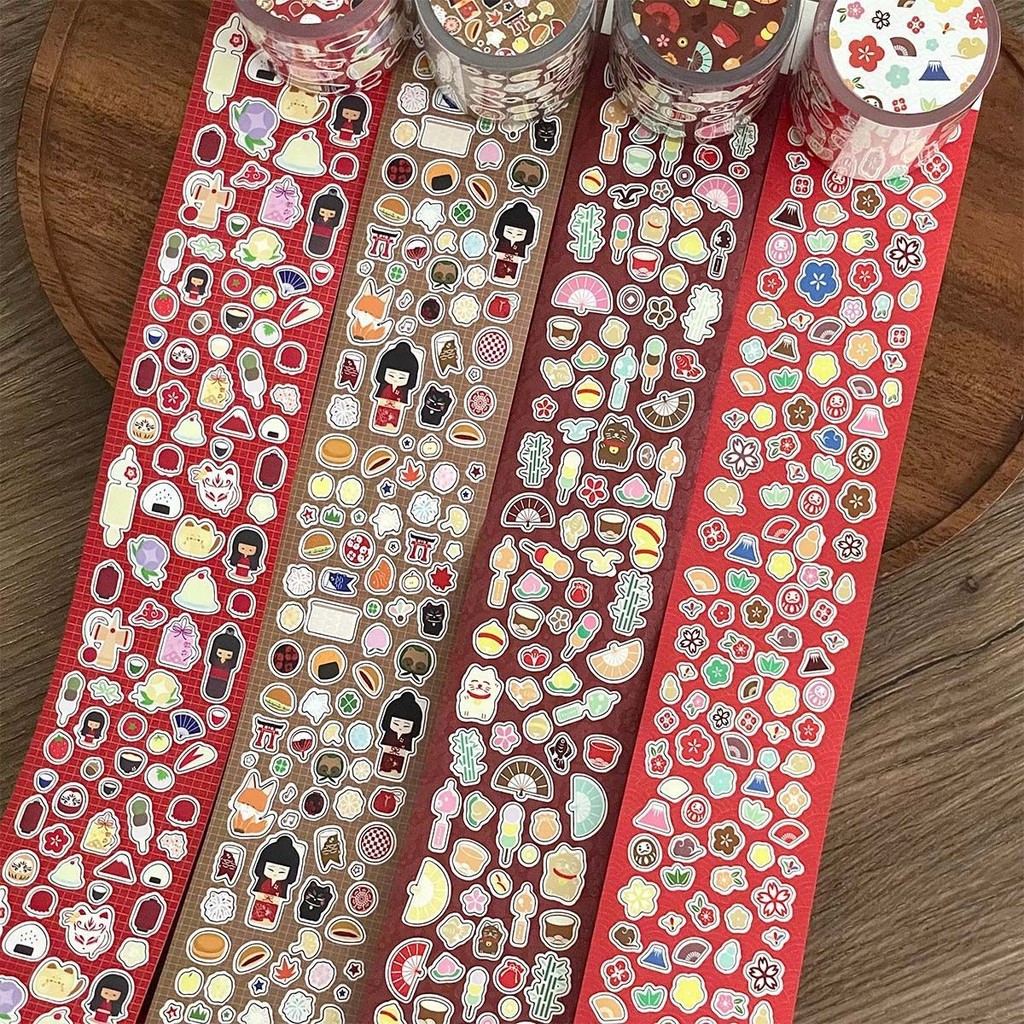 

[HARU] Japanese Kokeshi Series Sticker Roll Journaling Kit Journal Scrapbook Masking Tape