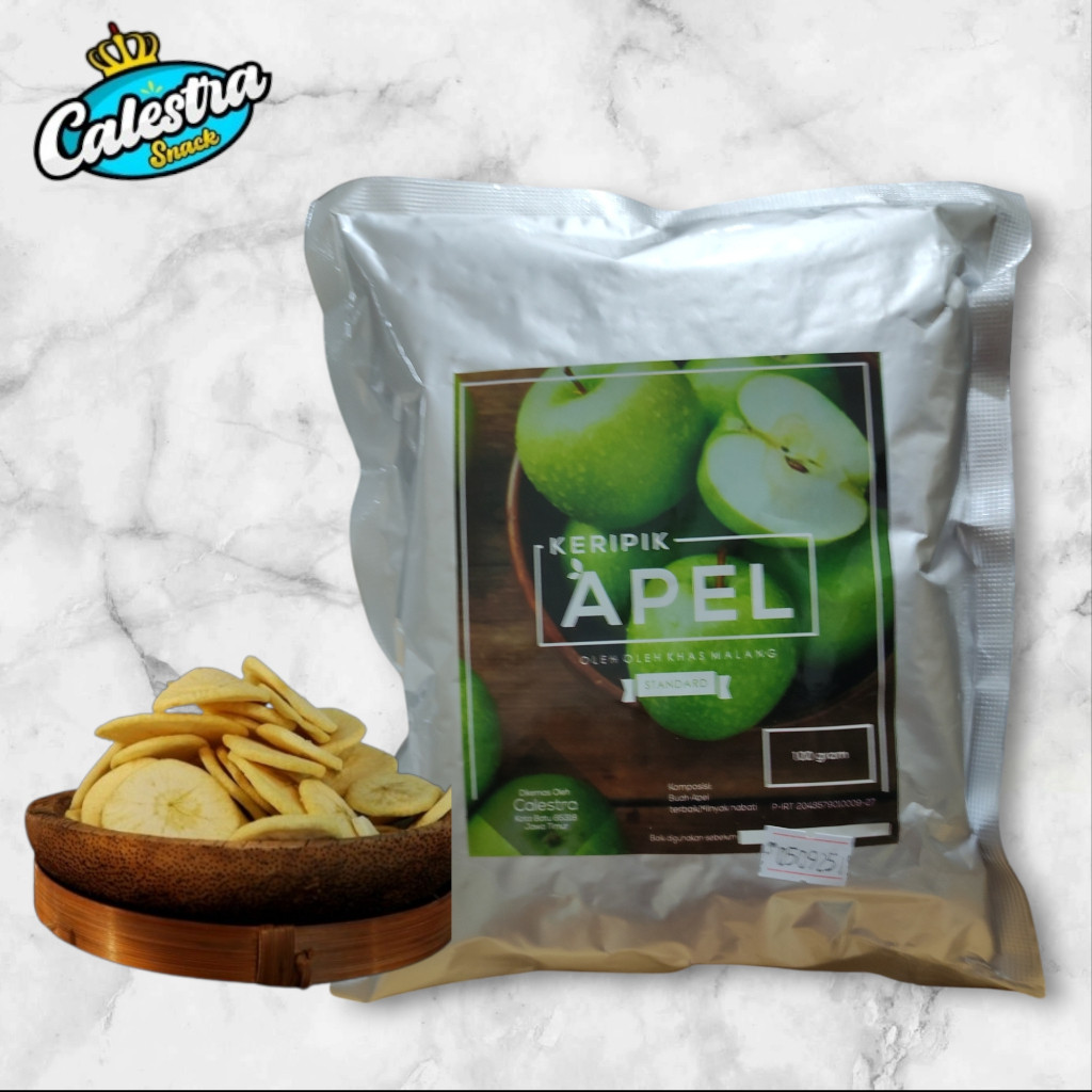 

Keripik Apel Standar Calestra Snack 200GR - Camilan Renyah Sehat dan Lezat