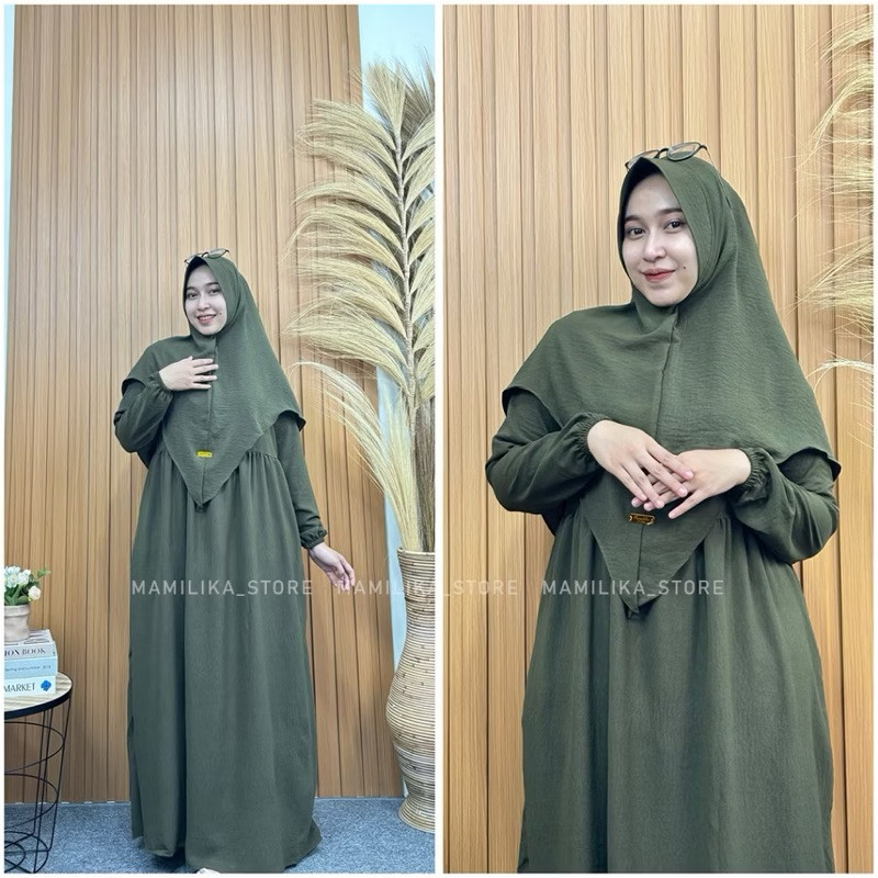 KALIIDRI Medina Set Hijab Gamis Syari Crinkle Airflow